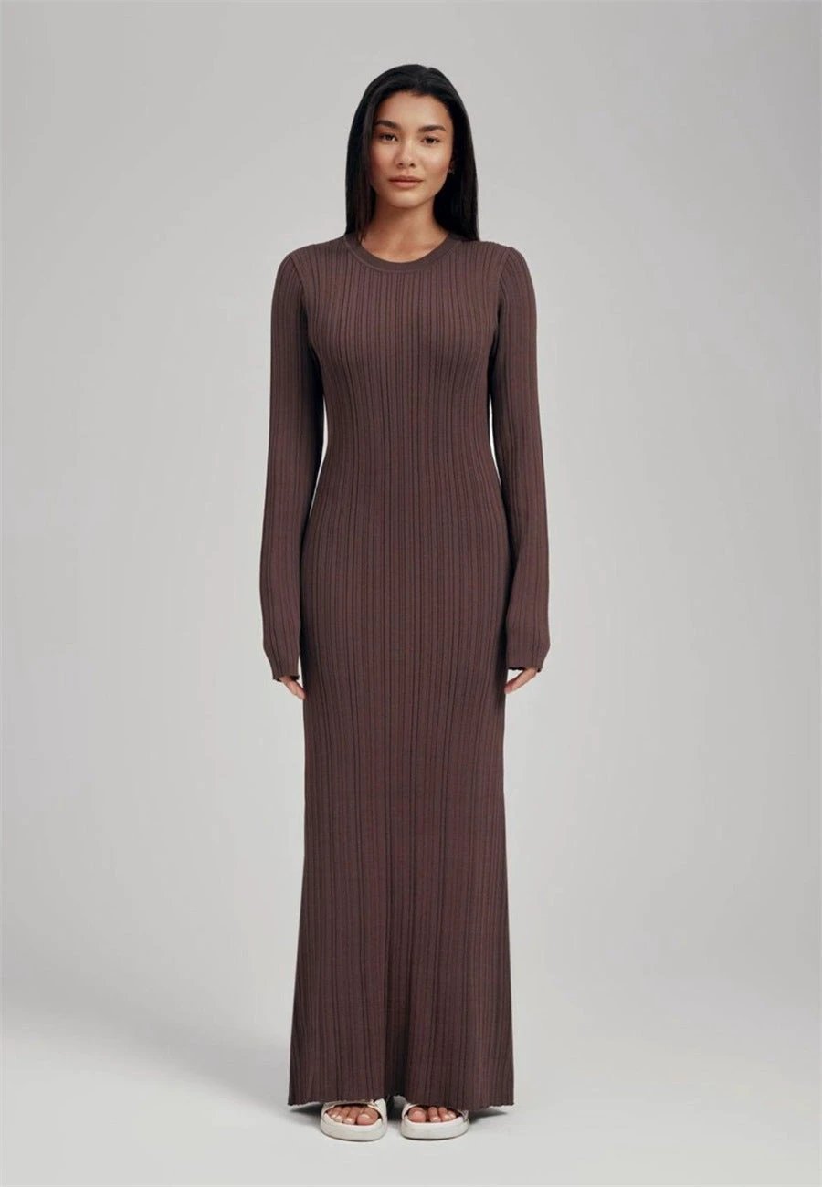 Figure-flattering Foreign Trade Thermal Base Long Sleeve Sweater Dress by GJG Denim