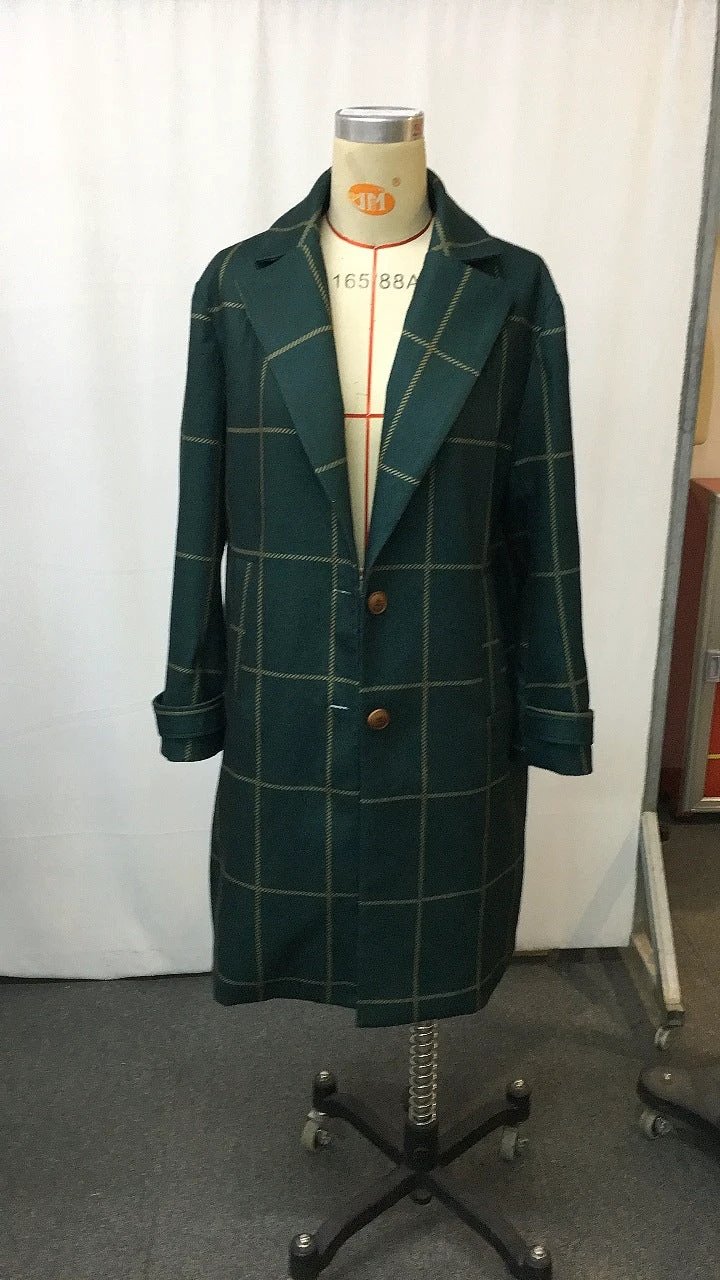 Plaid Mid-length Lapel Large Size Jacket by GJG Denim