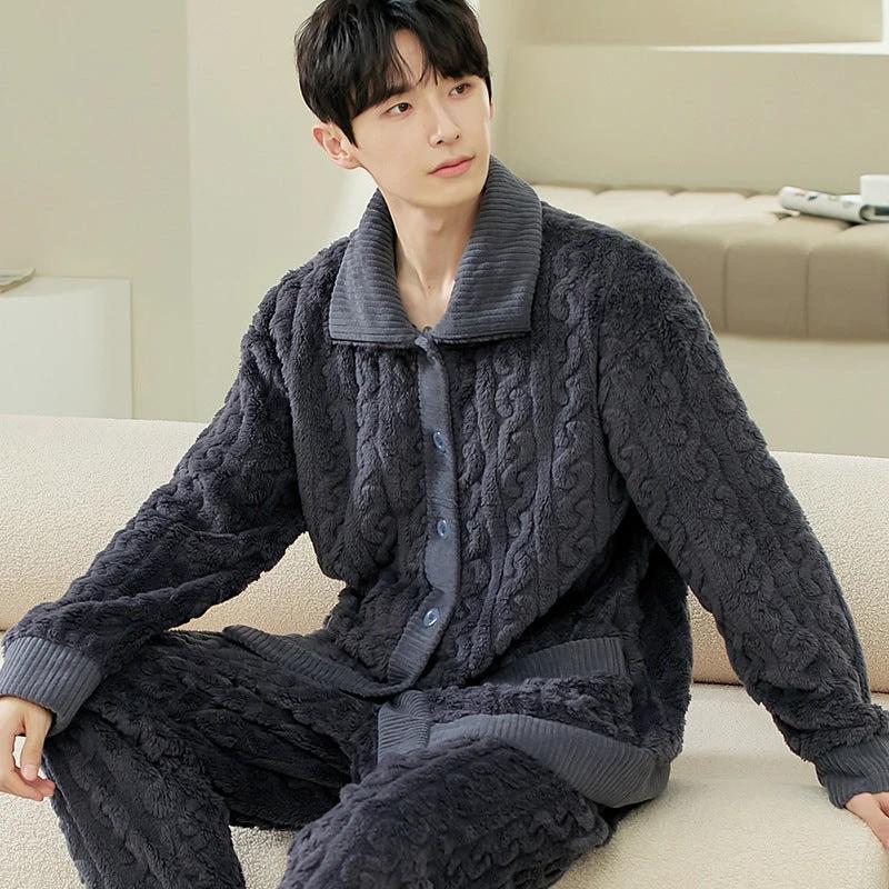 Men's Long Sleeve Cardigan Pajamas by GJG Denim