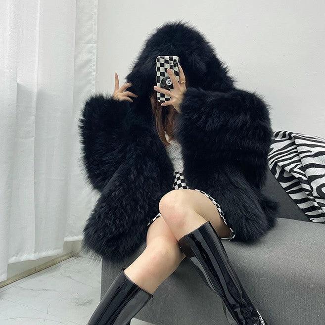 Fashion Long Sleeve Fluffy Coat Women by GJG Denim