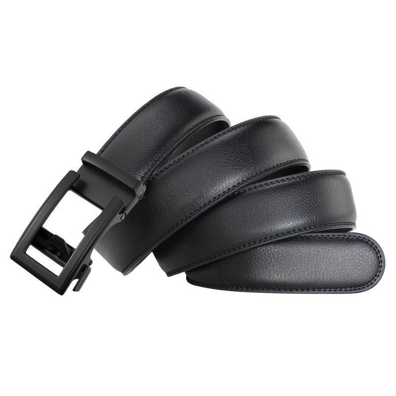 Men's Leather Belt Automatic Buckle Two-layer Cowhide Hollow by GJG Denim