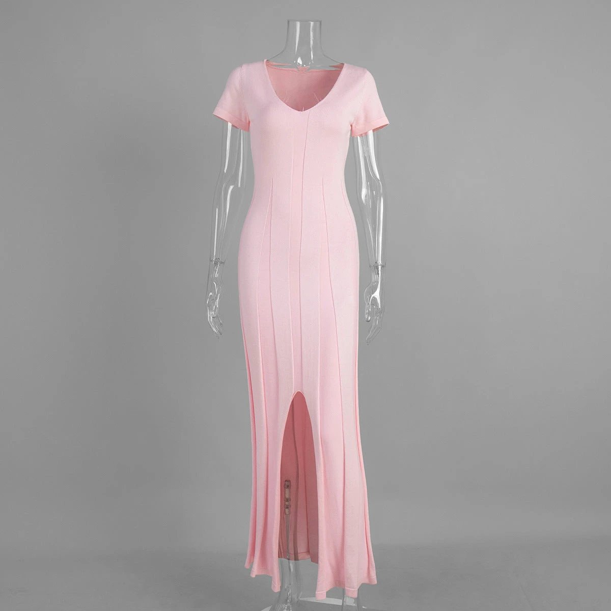 Short-sleeve Knitted Slim-fit Maxi Dress by GJG Denim