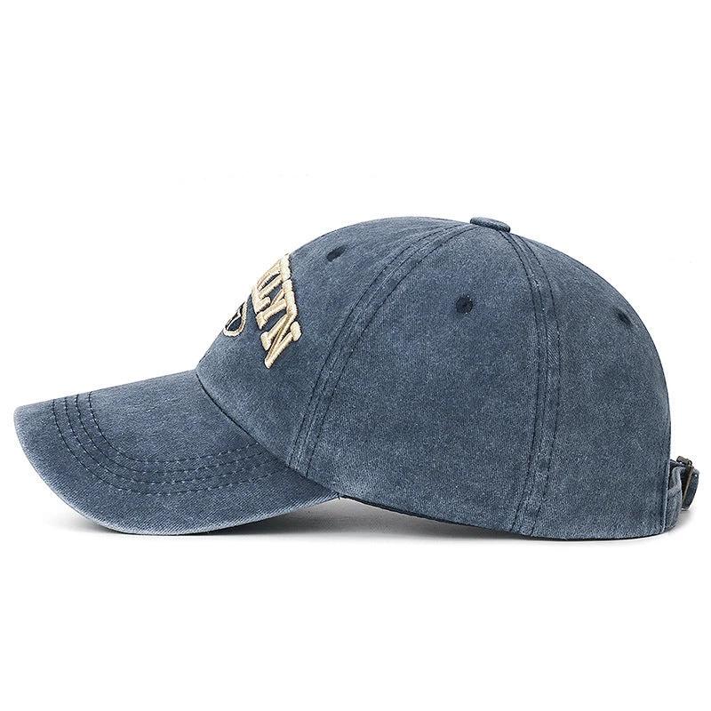 Men's Retro Washed Letters Embroidered Baseball Cap by GJG Denim