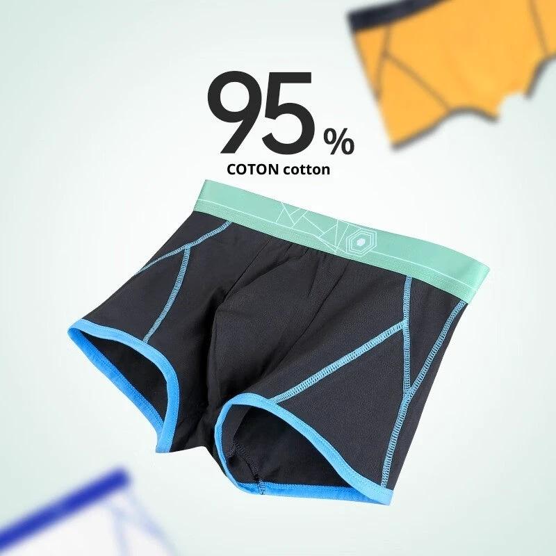 Men's Pure Cotton Comfortable Boxer Briefs With Stripe Print by GJG Denim