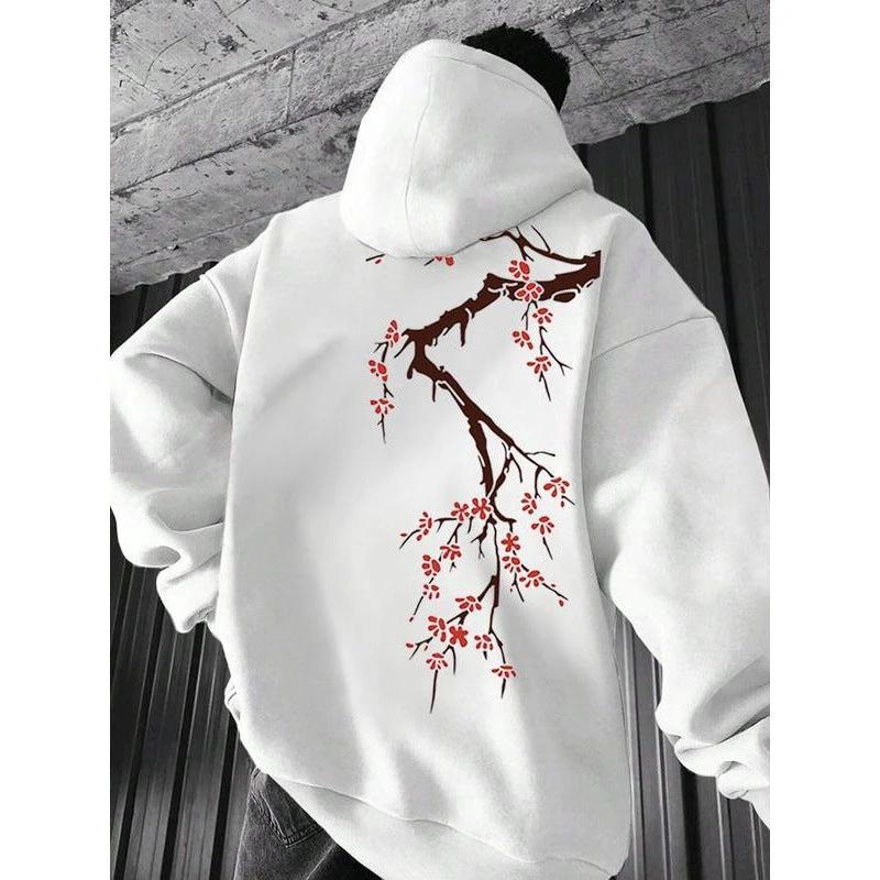 Men's Casual Printed Loose-fitting Hooded Sweatshirt by GJG Denim