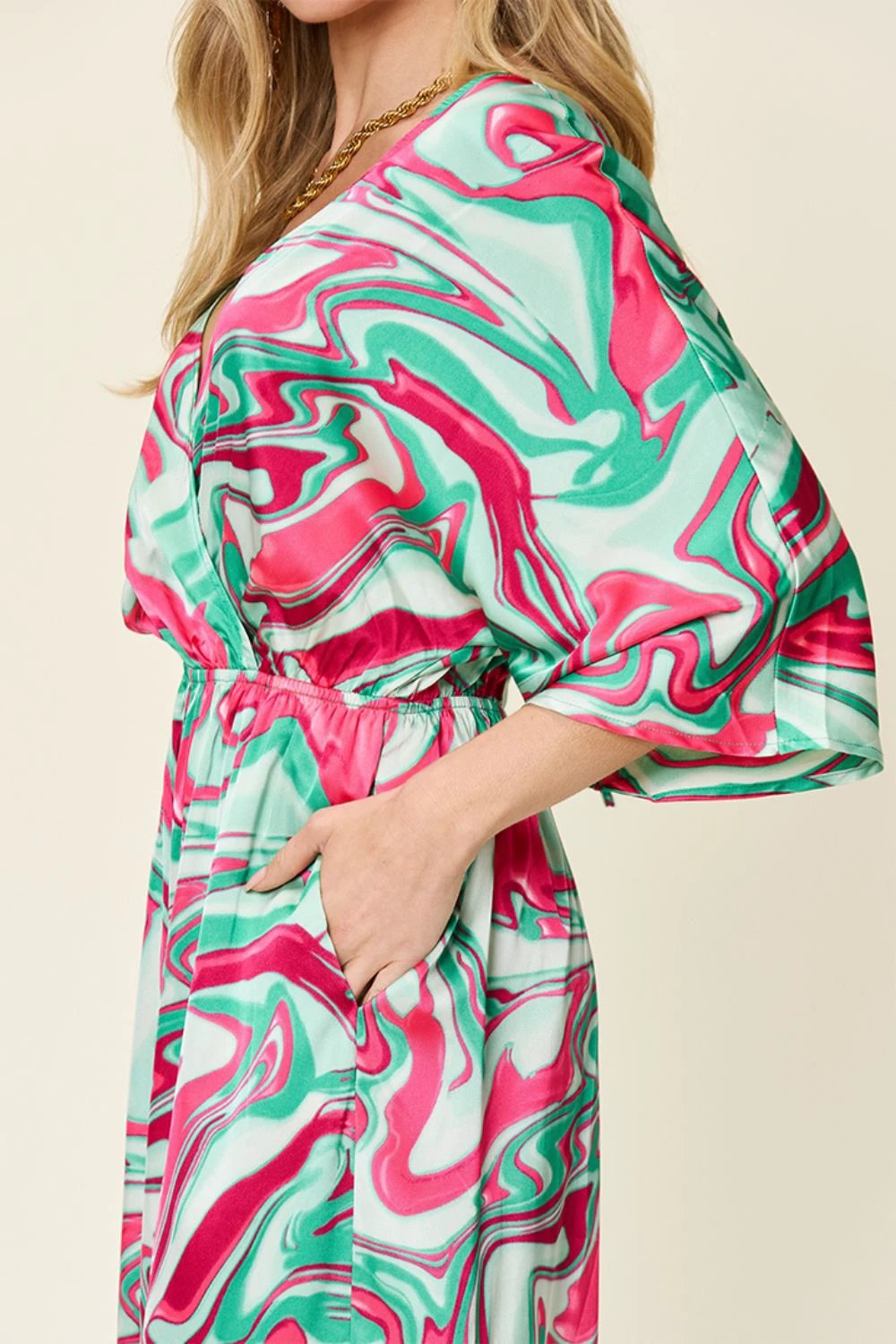 Tie-Front Jumpsuit with Wide Legs and Short Sleeves by Lady Ros