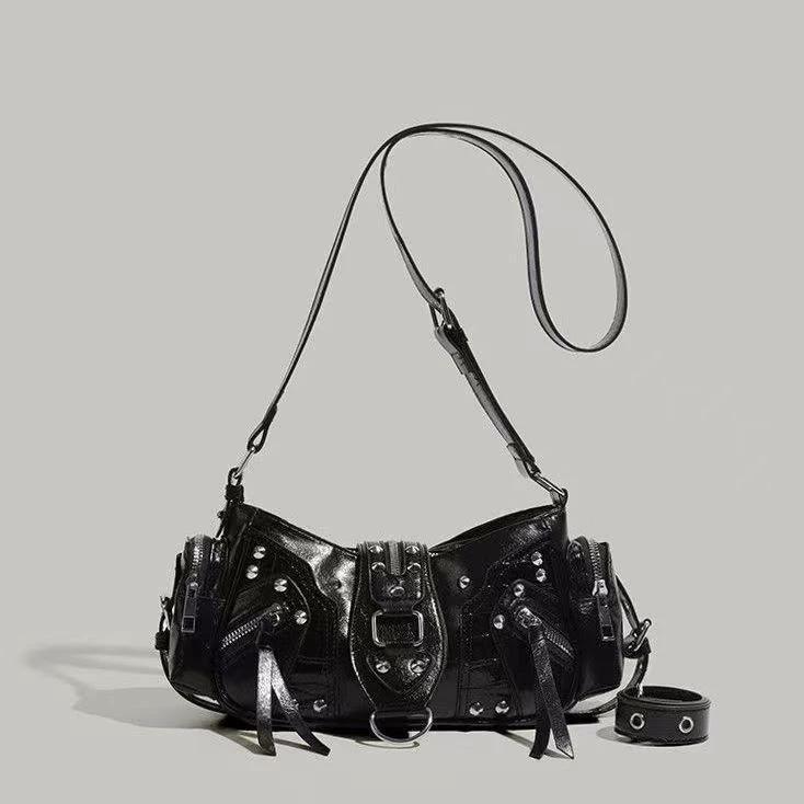 Edgy Y2k-style Single-shoulder Commuter Crossbody Biker Bag by GJG Denim