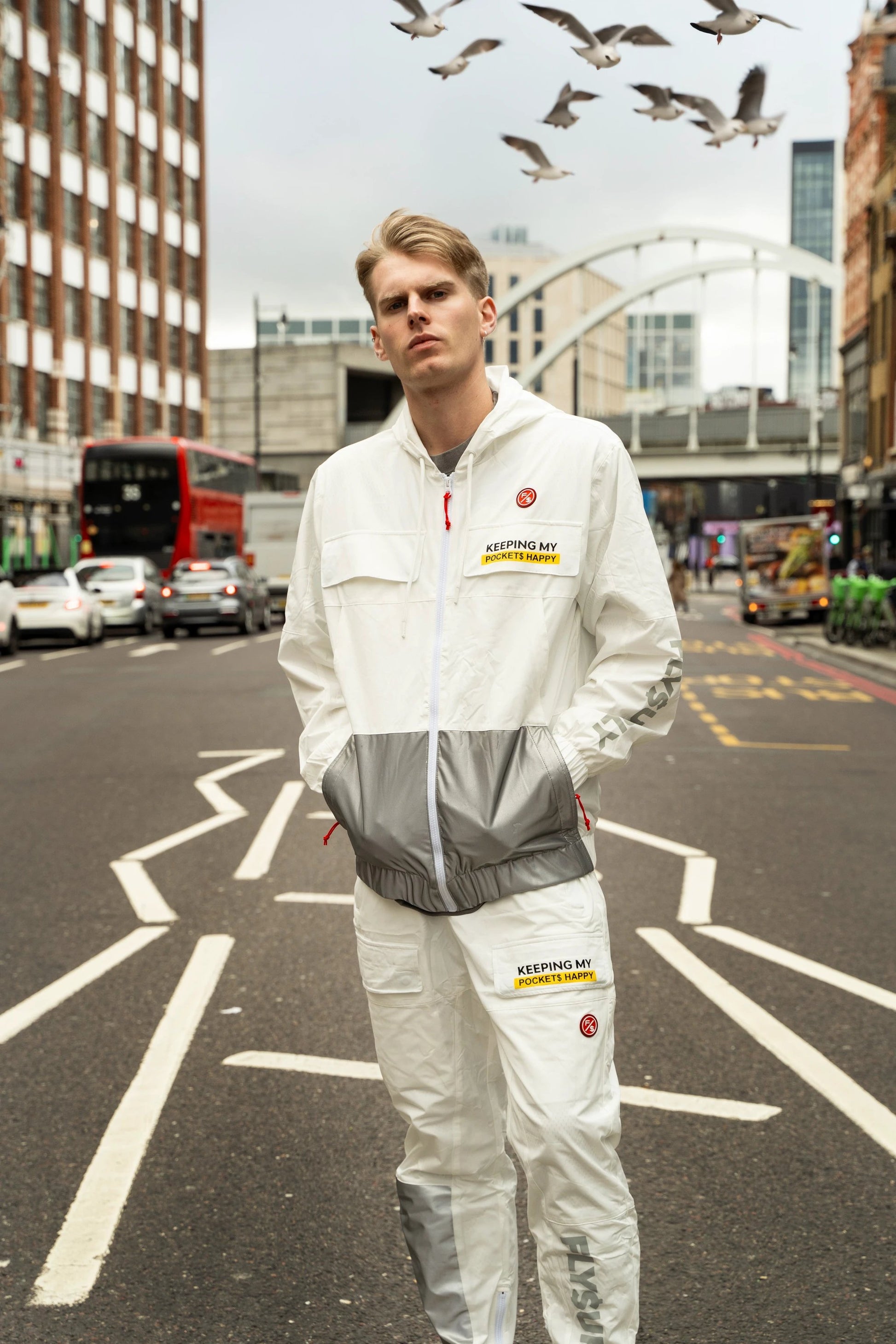 Happy Pockets Jogger (White) by Fly Supply Co