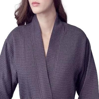 Knee-Length Waffle Kimono Robe for Women by Lotus Linen
