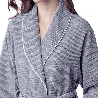 Women’s Waffle Piping Bathrobe – Lightweight Spa-Style Comfort by Lotus Linen
