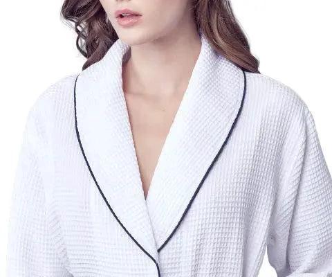 Women’s Waffle Piping Bathrobe – Lightweight Spa-Style Comfort by Lotus Linen
