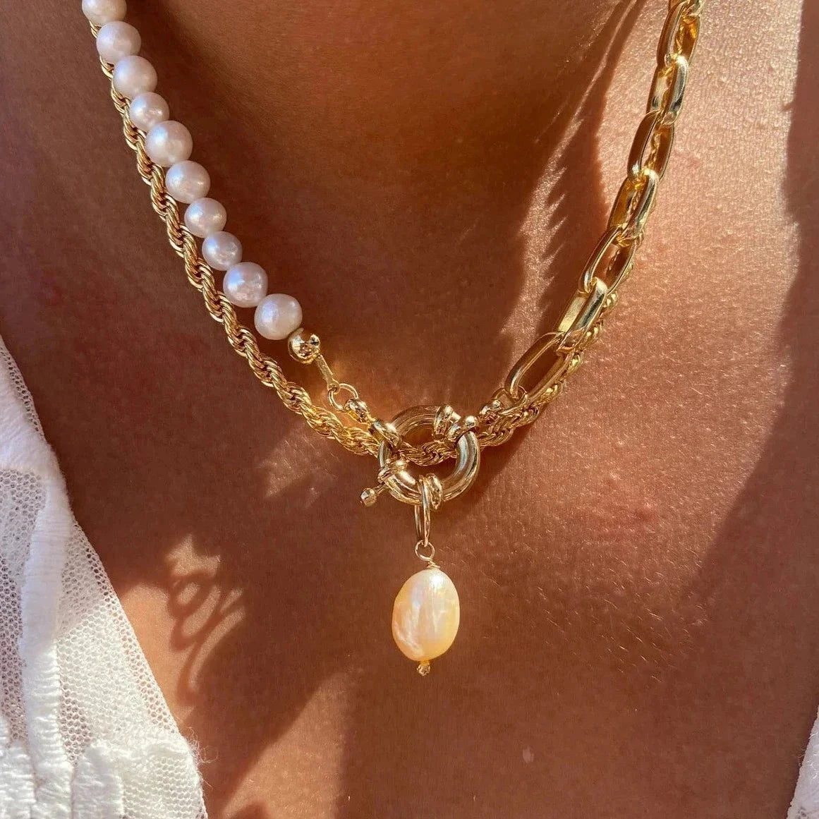 Garnet Pearl Necklace by Views & Co