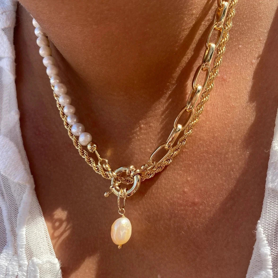 Garnet Pearl Necklace by Views & Co
