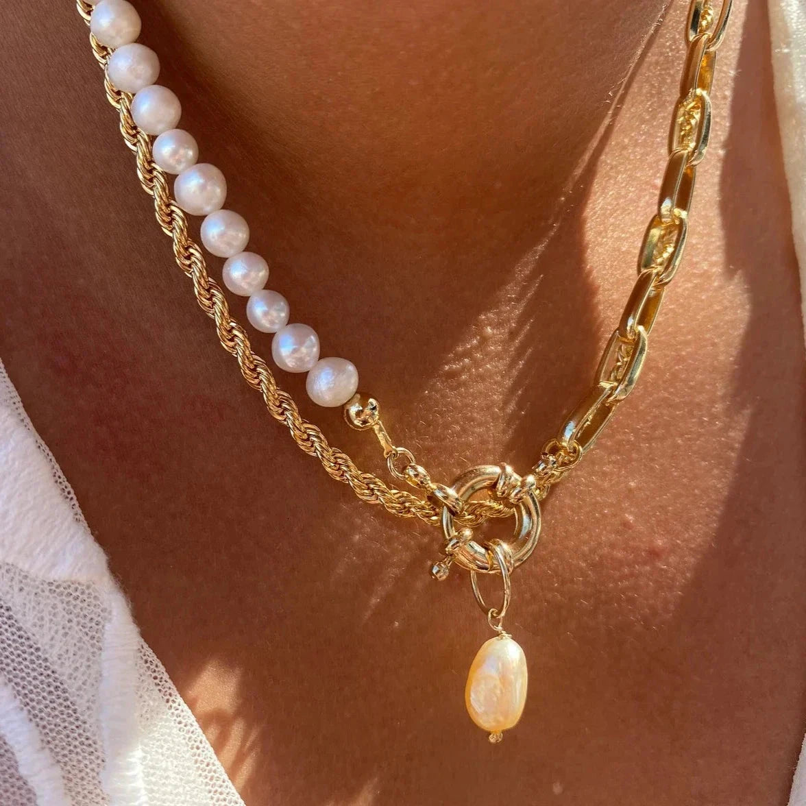 Garnet Pearl Necklace by Views & Co