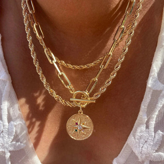 Toggle Chain Zirconia Compass Pendant by Views & Co