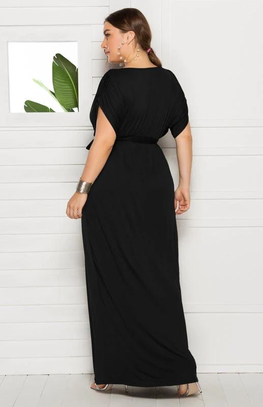 Maternity Knit Dress - Short Sleeve V-Neck Solid Color Dress by Lady Ros