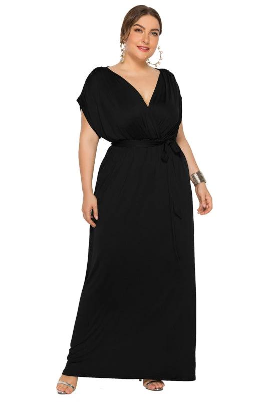 Maternity Knit Dress - Short Sleeve V-Neck Solid Color Dress by Lady Ros