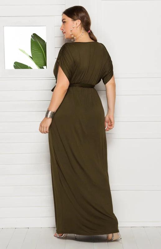 Maternity Knit Dress - Short Sleeve V-Neck Solid Color Dress by Lady Ros