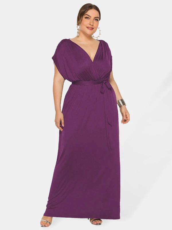 Maternity Knit Dress - Short Sleeve V-Neck Solid Color Dress by Lady Ros