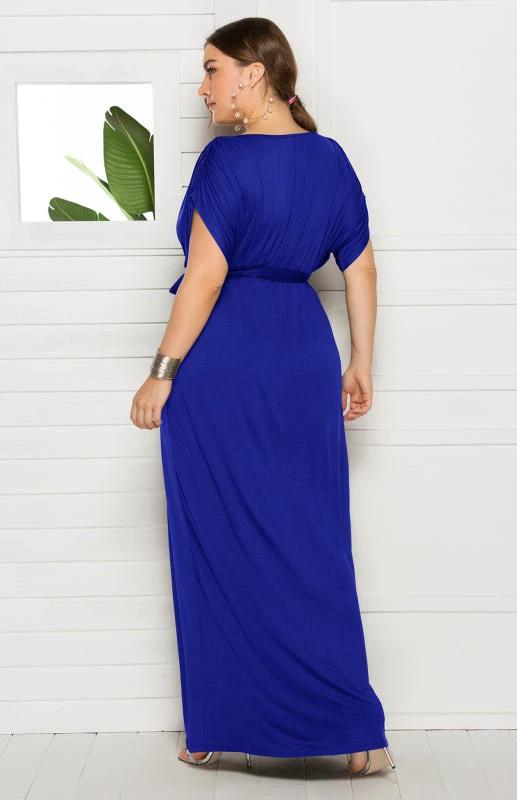 Maternity Knit Dress - Short Sleeve V-Neck Solid Color Dress by Lady Ros