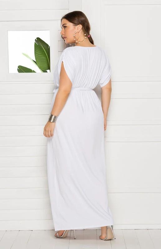 Maternity Knit Dress - Short Sleeve V-Neck Solid Color Dress by Lady Ros