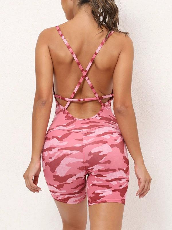 Women's Open Back Yoga Jumpsuit - Cross Strap & High Stretch by Lady Ros