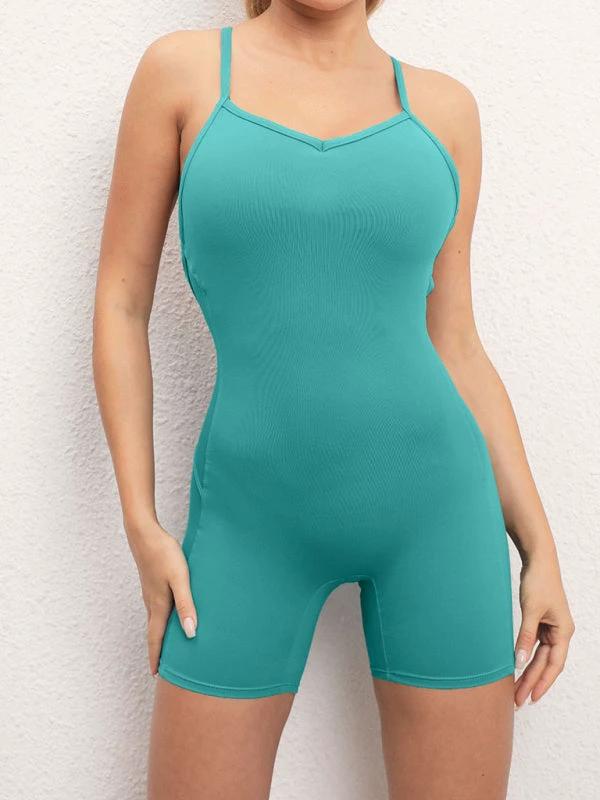Women's Open Back Yoga Jumpsuit - Cross Strap & High Stretch by Lady Ros