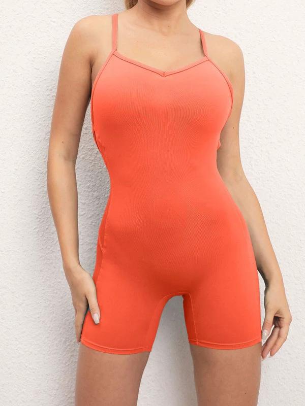 Women's Open Back Yoga Jumpsuit - Cross Strap & High Stretch by Lady Ros