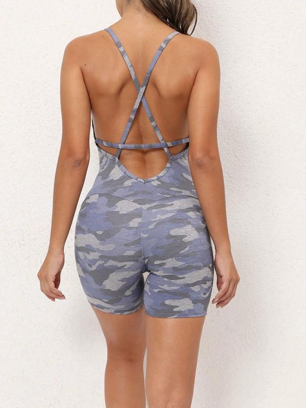 Women's Open Back Yoga Jumpsuit - Cross Strap & High Stretch by Lady Ros