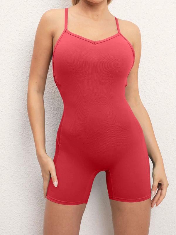 Women's Open Back Yoga Jumpsuit - Cross Strap & High Stretch by Lady Ros