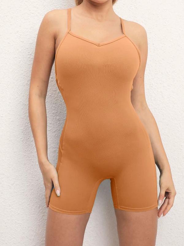 Women's Open Back Yoga Jumpsuit - Cross Strap & High Stretch by Lady Ros