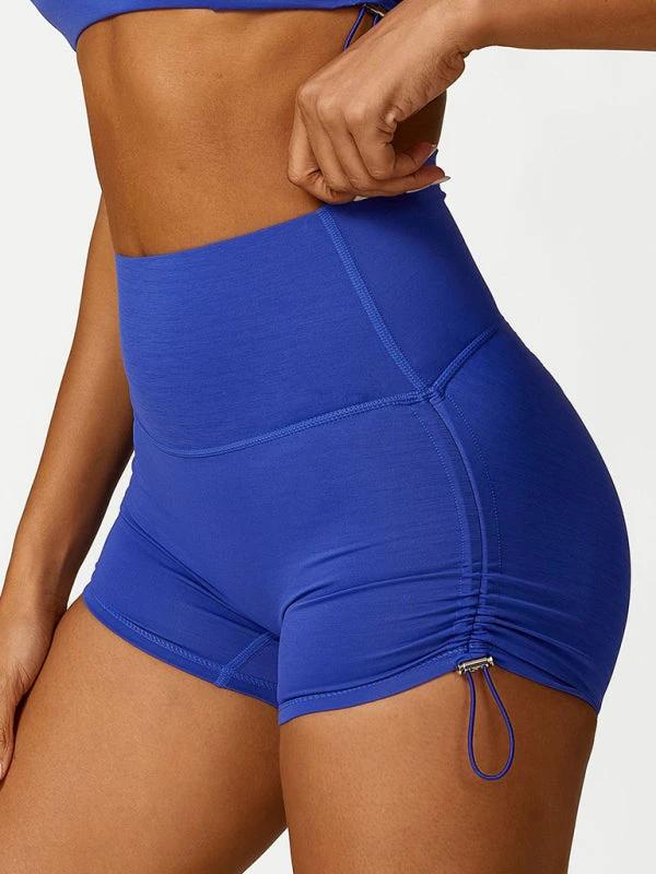 Women's Drawstring Yoga Breathable Solid Color Running Tight Shorts by Lady Ros