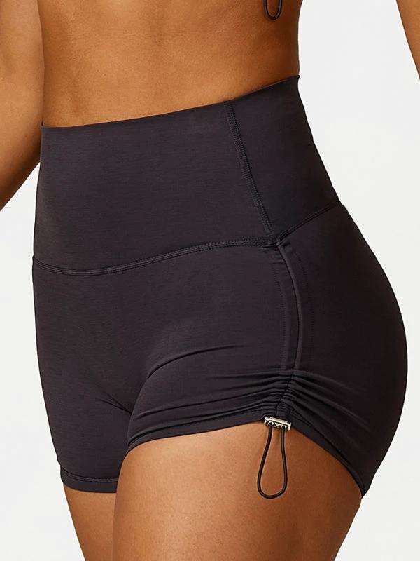Women's Drawstring Yoga Breathable Solid Color Running Tight Shorts by Lady Ros