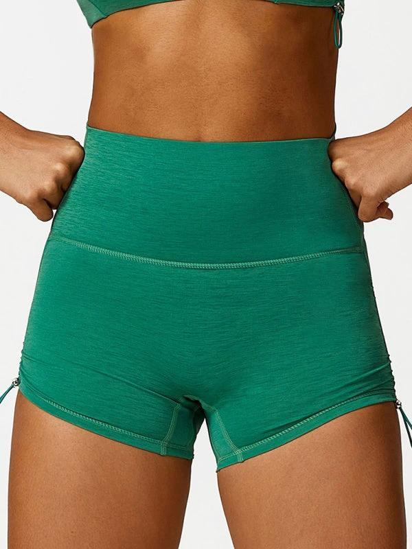 Women's Drawstring Yoga Breathable Solid Color Running Tight Shorts by Lady Ros