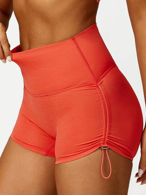 Women's Drawstring Yoga Breathable Solid Color Running Tight Shorts by Lady Ros