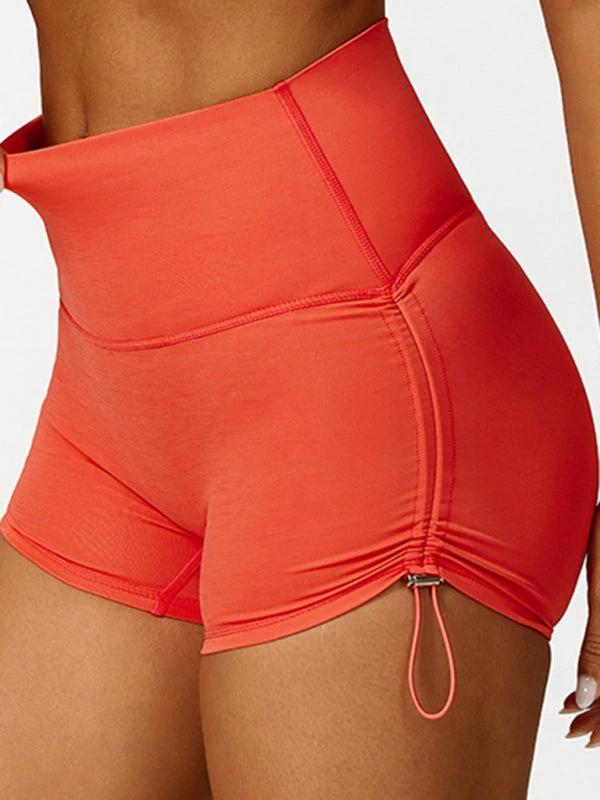 Women's Drawstring Yoga Breathable Solid Color Running Tight Shorts by Lady Ros