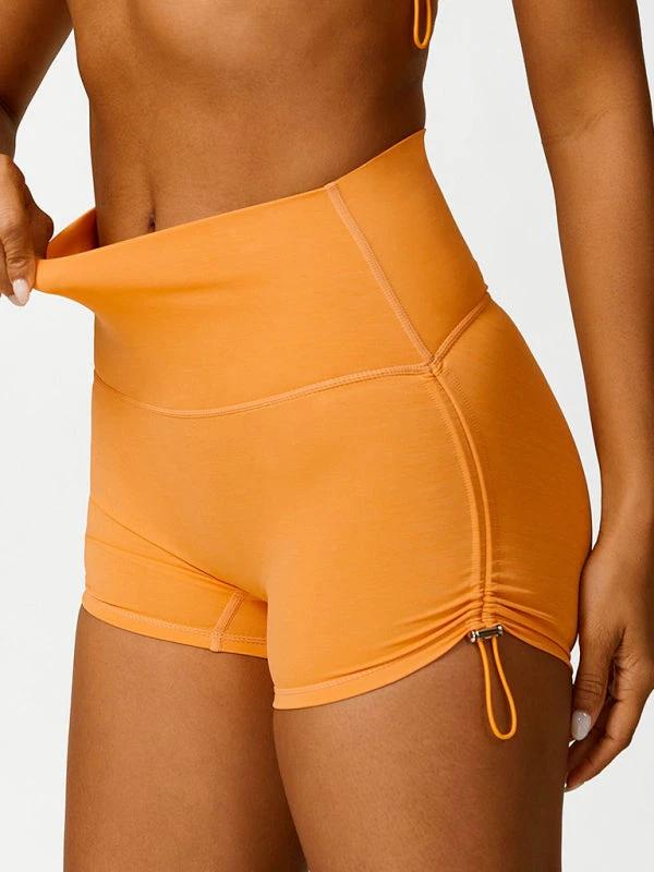 Women's Drawstring Yoga Breathable Solid Color Running Tight Shorts by Lady Ros