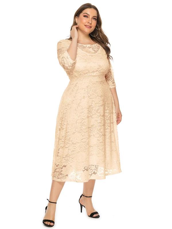 Plus size women's new evening dress bridesmaid dress lace pocket dress by Lady Ros