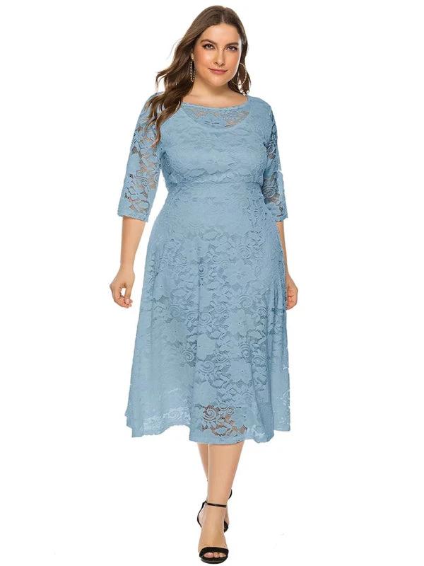 Plus size women's new evening dress bridesmaid dress lace pocket dress by Lady Ros