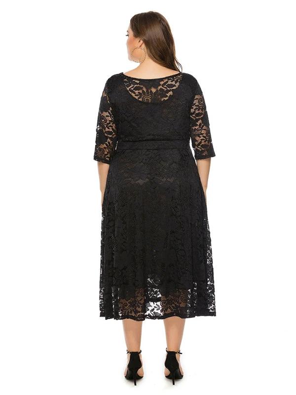 Plus size women's new evening dress bridesmaid dress lace pocket dress by Lady Ros