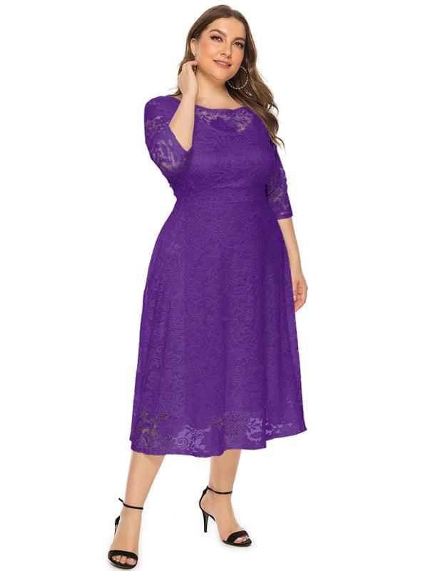 Plus size women's new evening dress bridesmaid dress lace pocket dress by Lady Ros