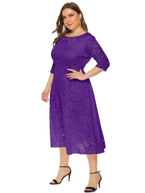Plus size women's new evening dress bridesmaid dress lace pocket dress by Lady Ros