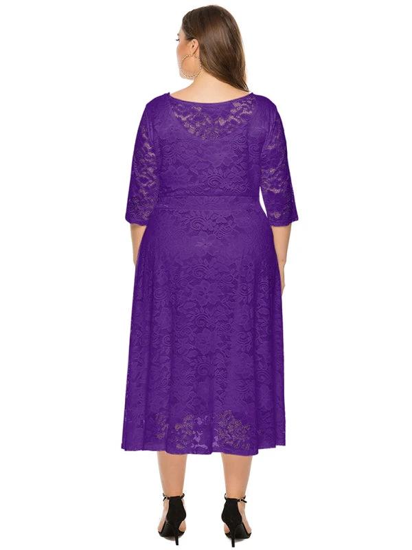 Plus size women's new evening dress bridesmaid dress lace pocket dress by Lady Ros