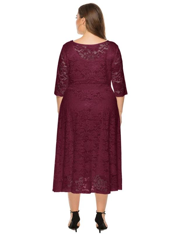 Plus size women's new evening dress bridesmaid dress lace pocket dress by Lady Ros