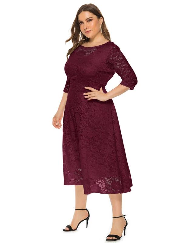 Plus size women's new evening dress bridesmaid dress lace pocket dress by Lady Ros