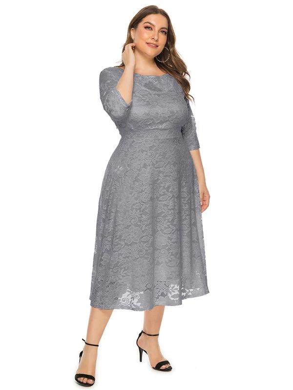 Plus size women's new evening dress bridesmaid dress lace pocket dress by Lady Ros