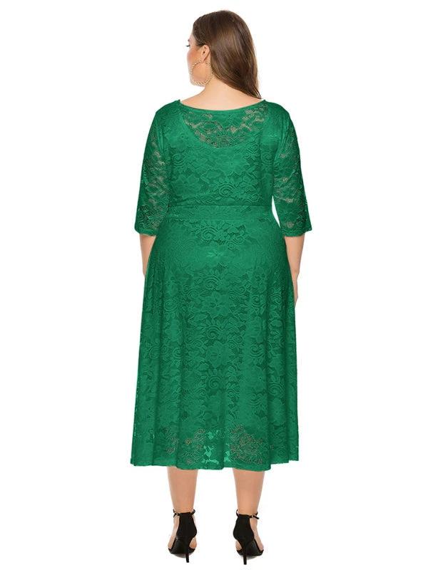 Plus size women's new evening dress bridesmaid dress lace pocket dress by Lady Ros