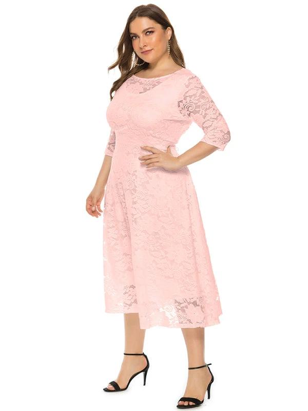 Plus size women's new evening dress bridesmaid dress lace pocket dress by Lady Ros