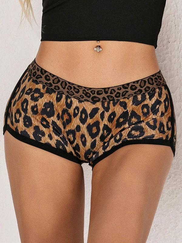 Sports shorts striped elastic sexy yoga shorts leopard print boxer shorts for inside and outside wear by Lady Ros