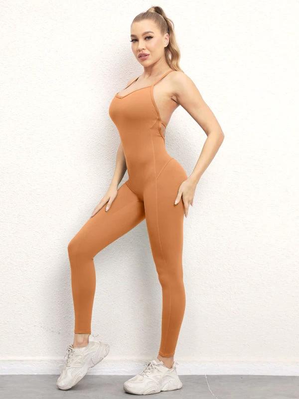 Women's Camo Athletic Jumpsuit - Cross Strap & High Waist Design by Lady Ros